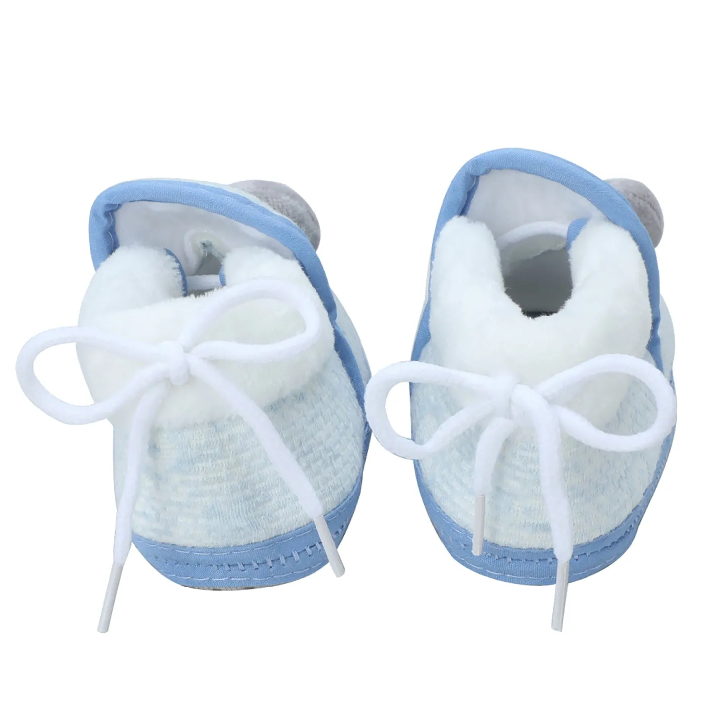 Baby Moo 3D Fish Soft Slip-On Anti-Skid Plush Warm Booties - Blue, Grey