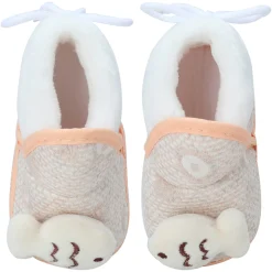 Baby Moo 3D Fish Soft Slip-On Anti-Skid Plush Warm Booties - Beige