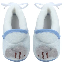 Baby Moo 3D Fish Soft Slip-On Anti-Skid Plush Warm Booties - Blue, Grey