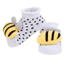 Baby Moo 3D Honey Bee Cotton Ankle Length Fancy Infant Gift Set of 2 Socks Booties - Pink, White
