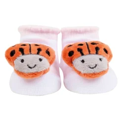 Baby Moo 3D Honey Bee Cotton Ankle Length Fancy Infant Gift Set of 2 Socks Booties - Pink, White