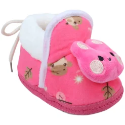 Baby Moo 3D Hunny Bunny Soft Slip-On Anti-Skid Plush Warm Booties - Pink