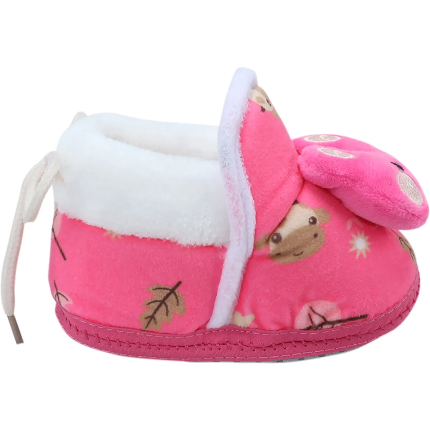 Baby Moo 3D Hunny Bunny Soft Slip-On Anti-Skid Plush Warm Booties - Pink