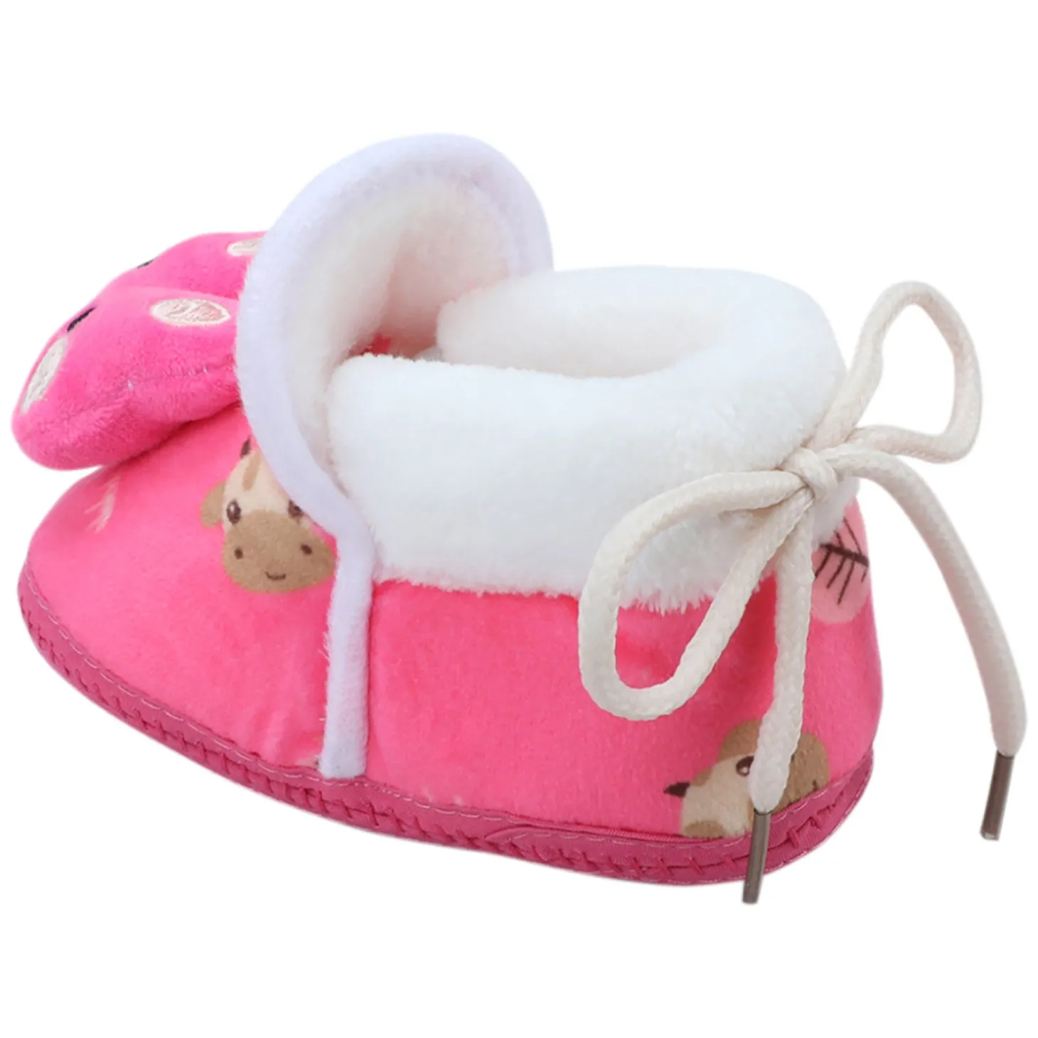 Baby Moo 3D Hunny Bunny Soft Slip-On Anti-Skid Plush Warm Booties - Pink
