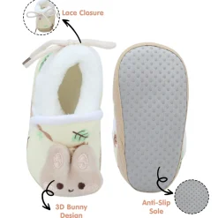 Baby Moo 3D Hunny Bunny Soft Slip-On Anti-Skid Plush Warm Booties - Yellow