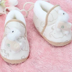 Baby Moo 3D Llama Elephant Prints Soft Slip-On Anti-Skid Plush Warm Booties - Beige