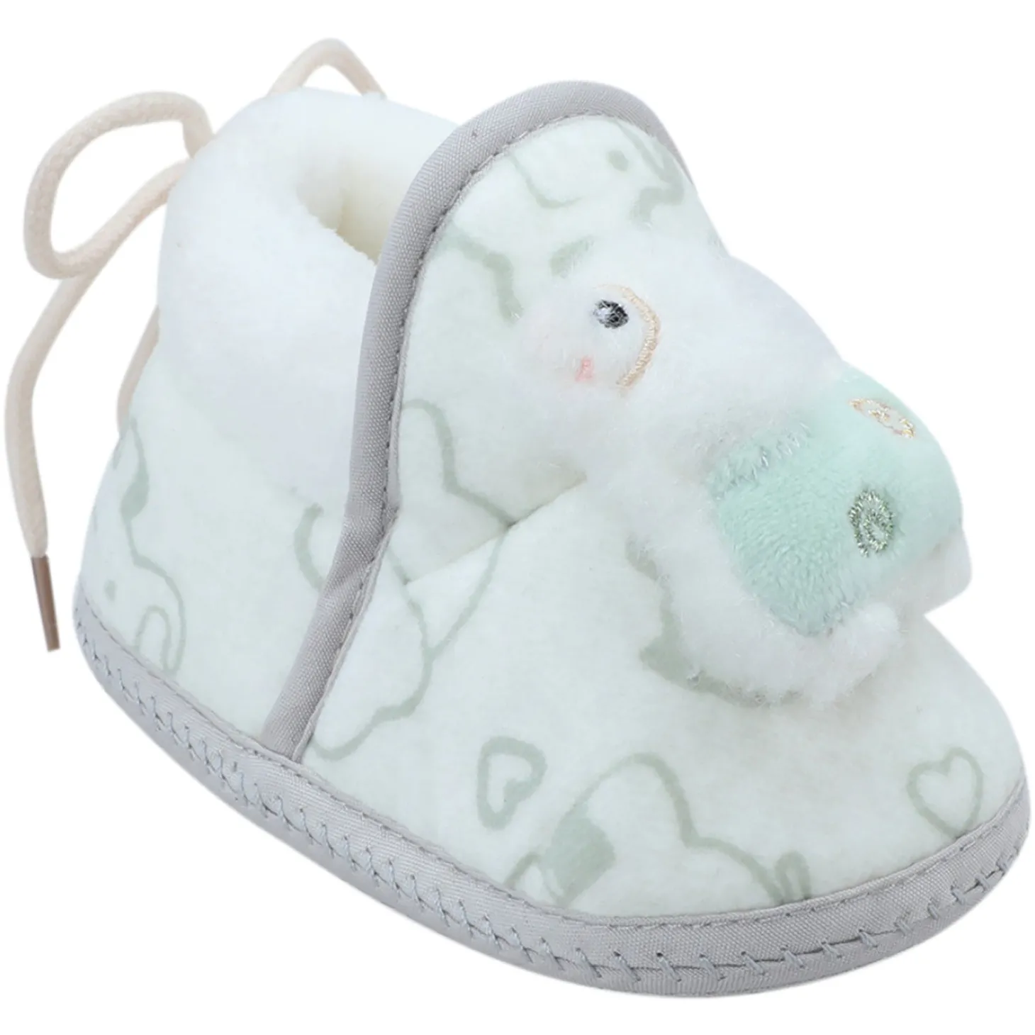 Baby Moo 3D Llama Elephant Prints Soft Slip-On Anti-Skid Plush Warm Booties - Green