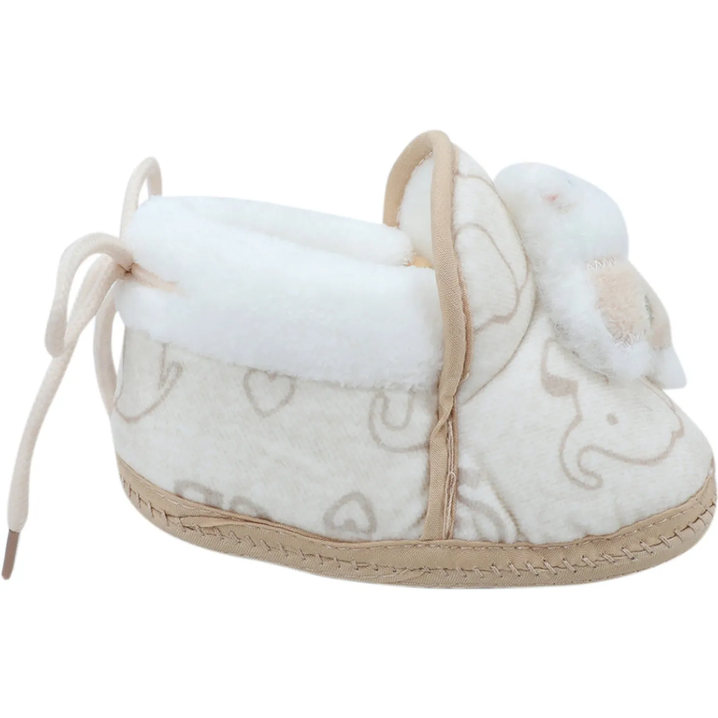 Baby Moo 3D Llama Elephant Prints Soft Slip-On Anti-Skid Plush Warm Booties - Beige