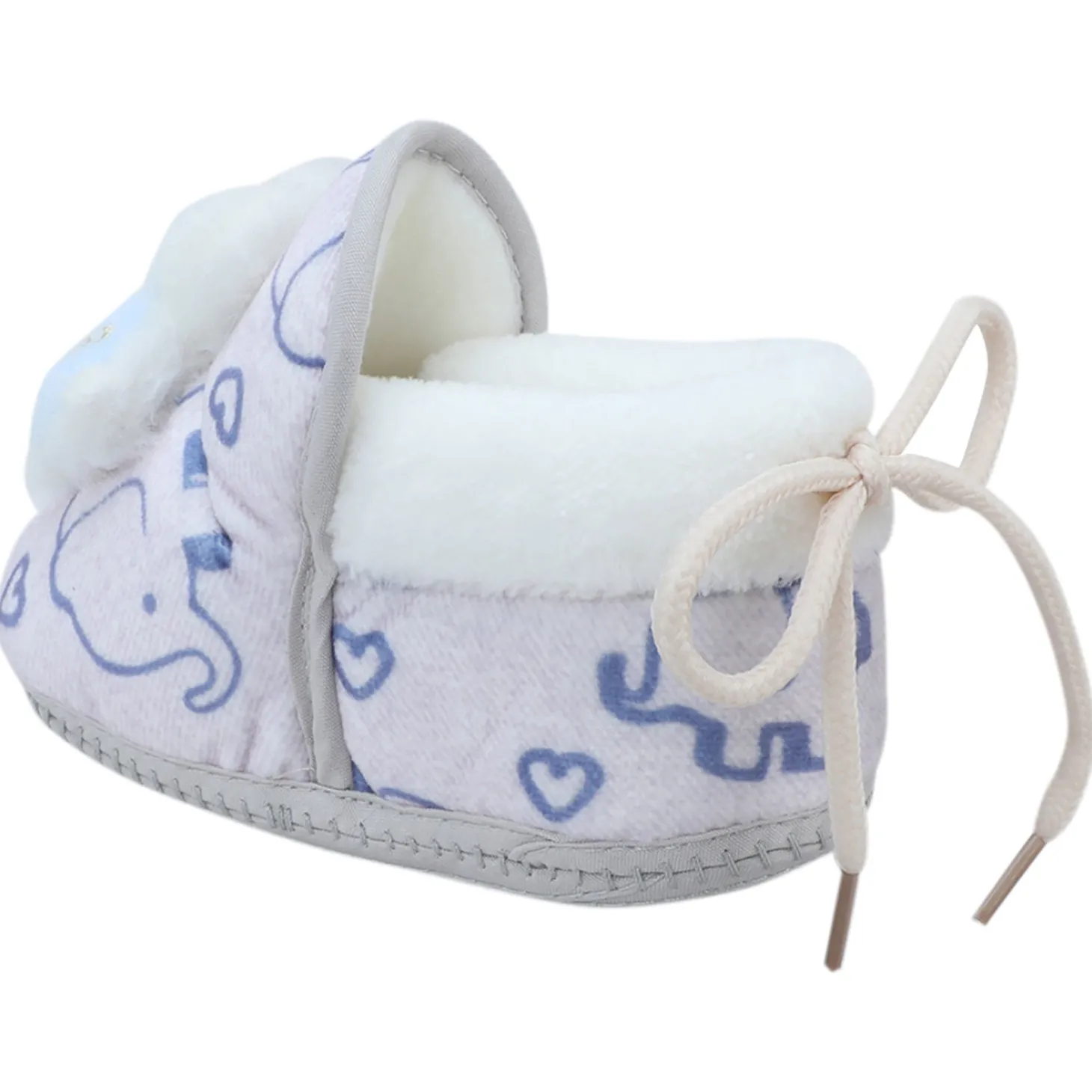 Baby Moo 3D Llama Elephant Prints Soft Slip-On Anti-Skid Plush Warm Booties - Blue