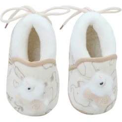 Baby Moo 3D Llama Elephant Prints Soft Slip-On Anti-Skid Plush Warm Booties - Beige