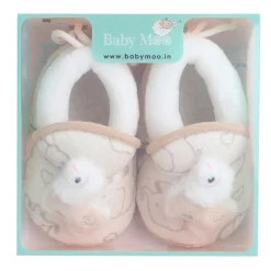 Baby Moo 3D Llama Elephant Prints Soft Slip-On Anti-Skid Plush Warm Booties - Beige