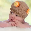 Baby Moo 3D Orange Ear With Tie Knot For Ear Cover Knitted Woolen Cap - Brown
