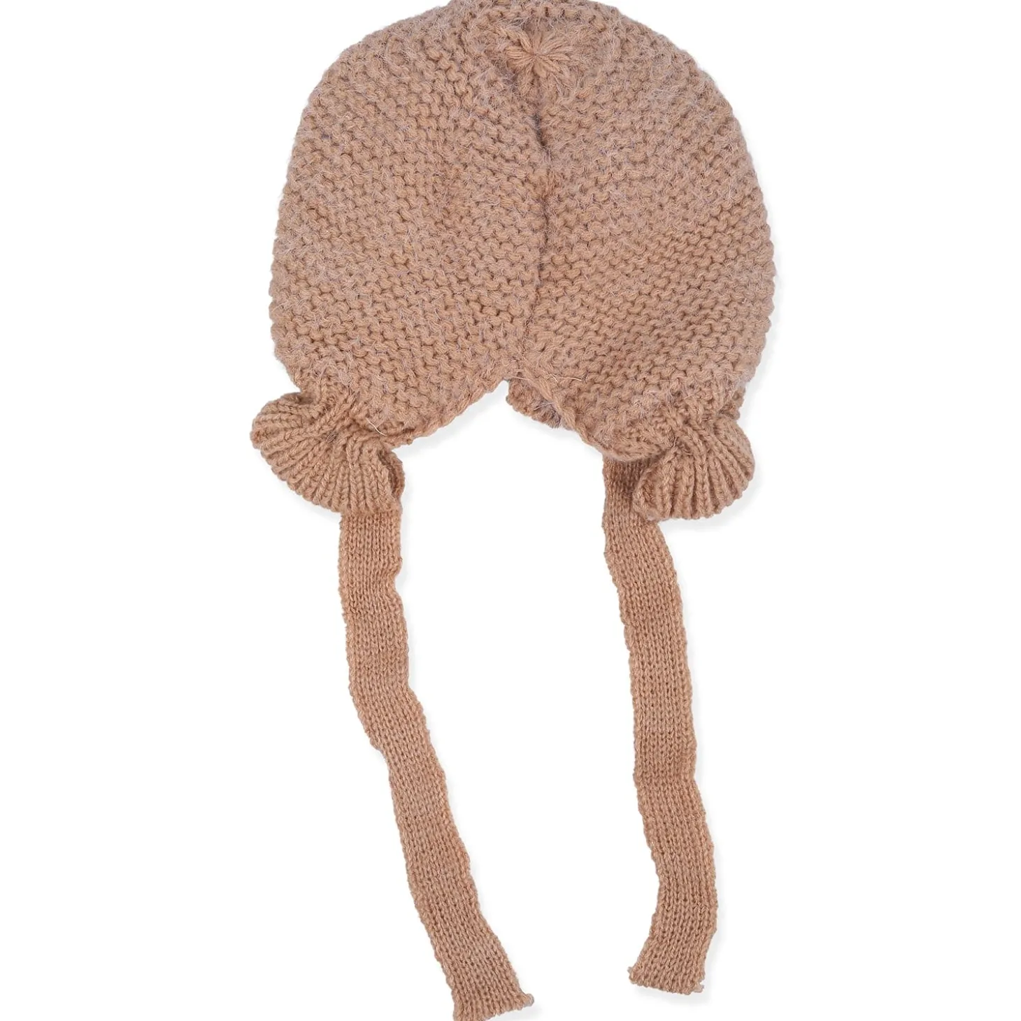Baby Moo 3D Orange Ear With Tie Knot For Ear Cover Knitted Woolen Cap - Brown