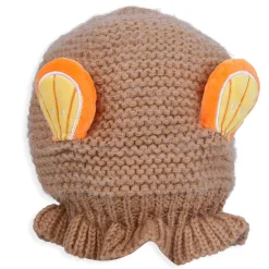 Baby Moo 3D Orange Ear With Tie Knot For Ear Cover Knitted Woolen Cap - Brown