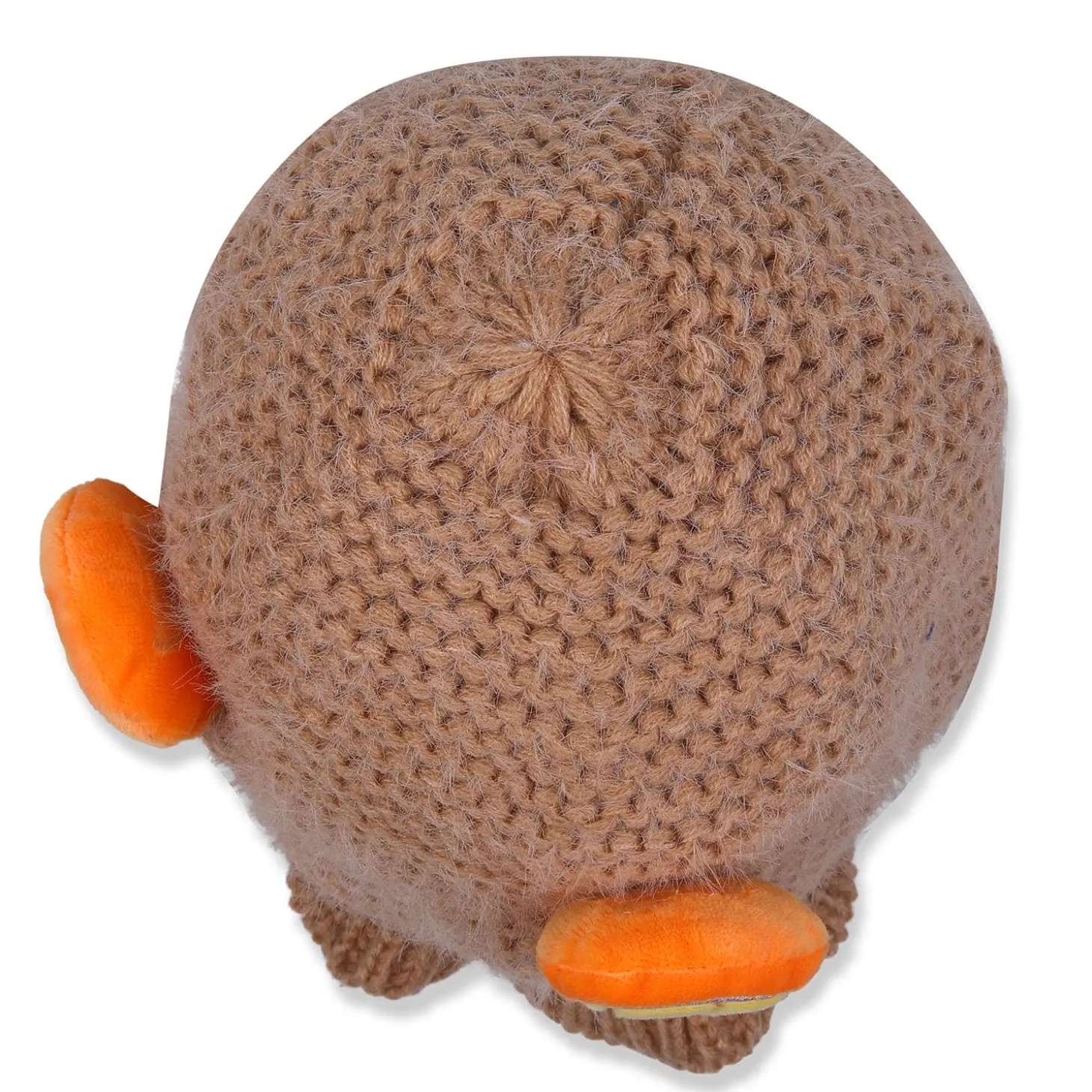 Baby Moo 3D Orange Ear With Tie Knot For Ear Cover Knitted Woolen Cap - Brown