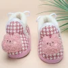 Baby Moo 3D Poodle Dog Houndstooth Soft Slip-On Anti-Skid Plush Warm Booties - Brown