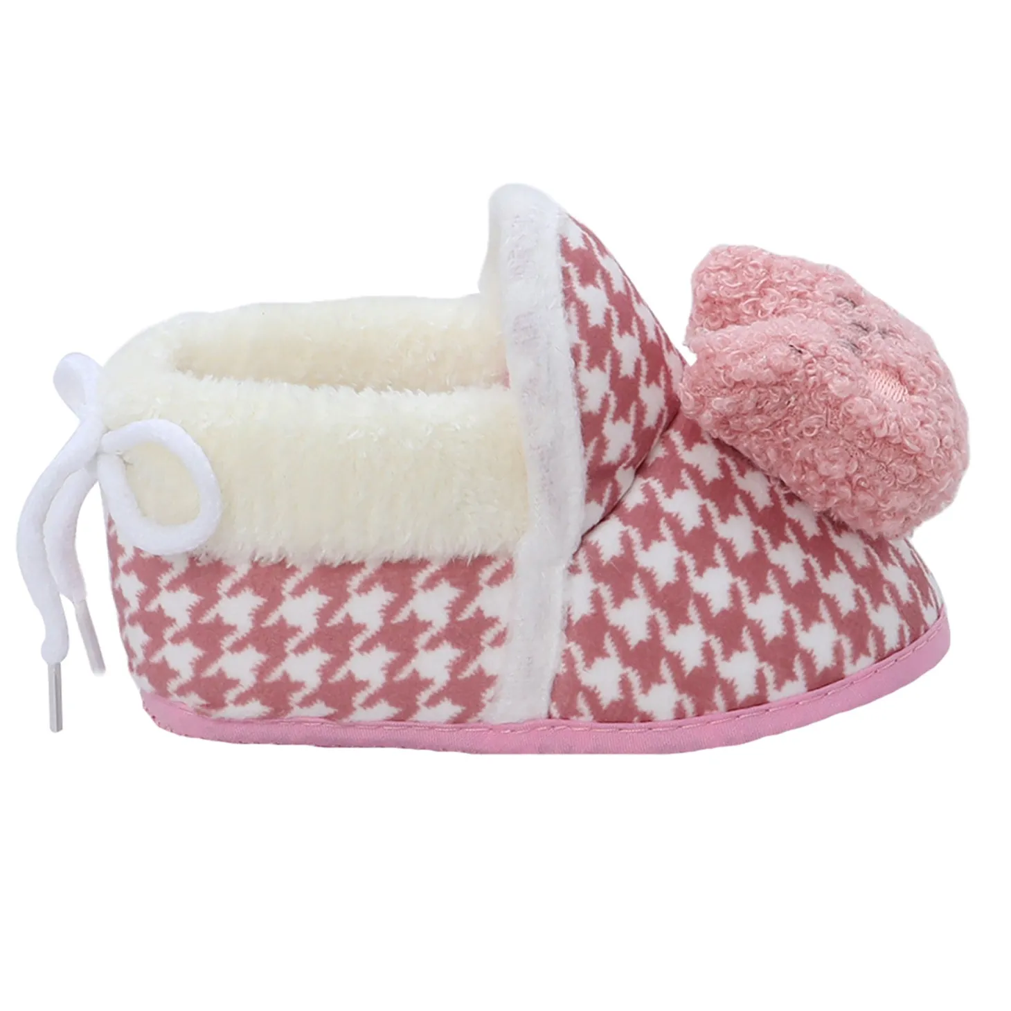 Baby Moo 3D Poodle Dog Houndstooth Soft Slip-On Anti-Skid Plush Warm Booties - Brown