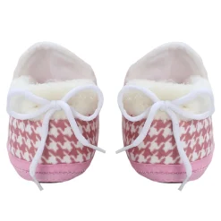 Baby Moo 3D Poodle Dog Houndstooth Soft Slip-On Anti-Skid Plush Warm Booties - Brown