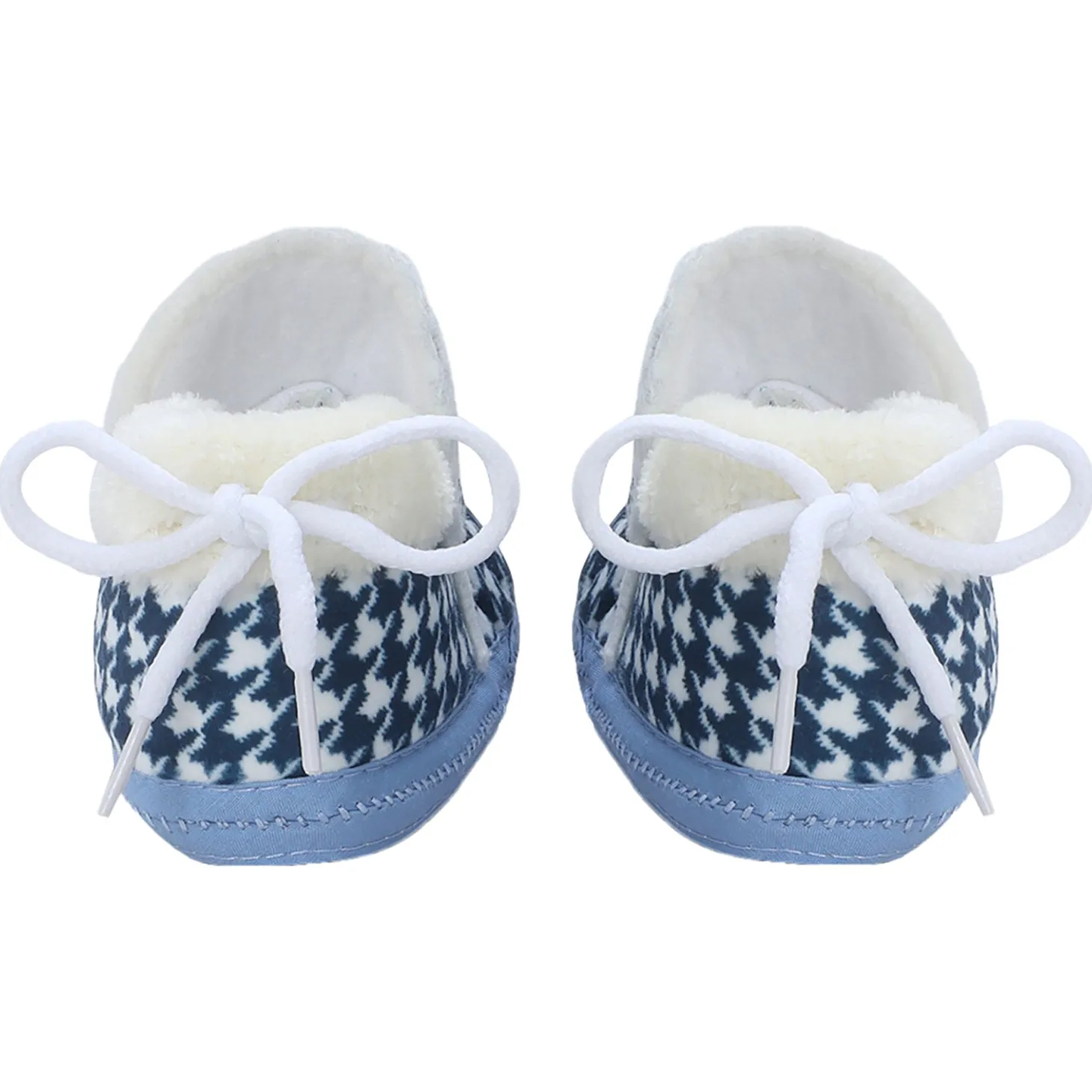 Baby Moo 3D Poodle Dog Houndstooth Soft Slip-On Anti-Skid Plush Warm Booties - Blue