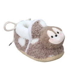 Baby Moo 3D Squirrel Soft Slip-On Anti-Skid Plush Warm Booties - Brown