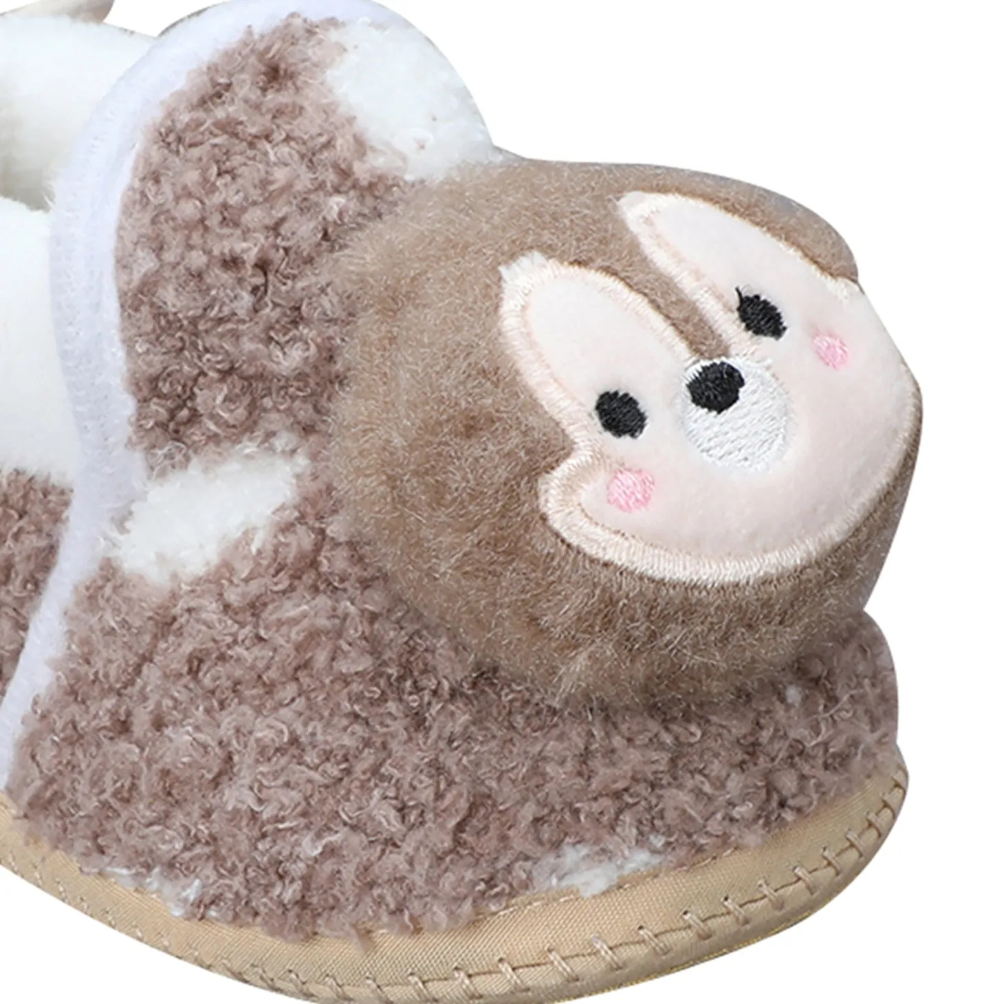 Baby Moo 3D Squirrel Soft Slip-On Anti-Skid Plush Warm Booties - Brown