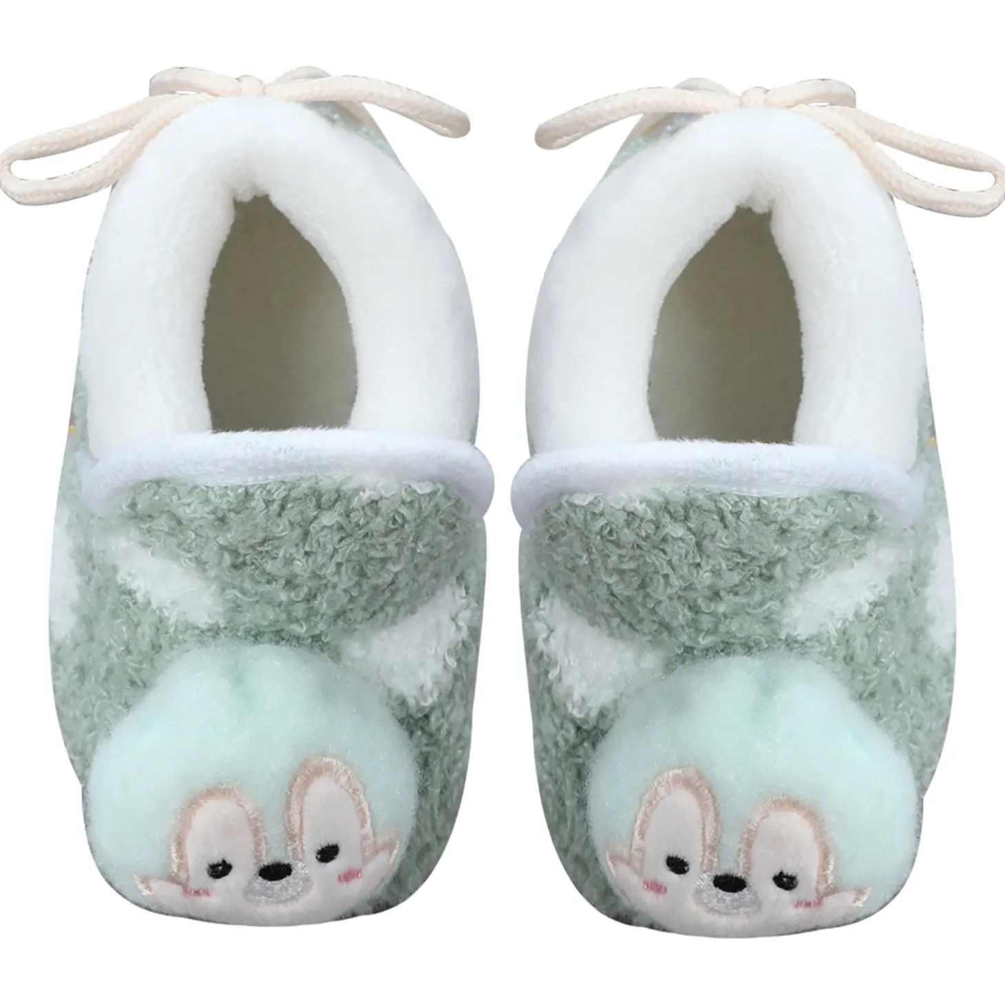 Baby Moo 3D Squirrel Soft Slip-On Anti-Skid Plush Warm Booties - Green