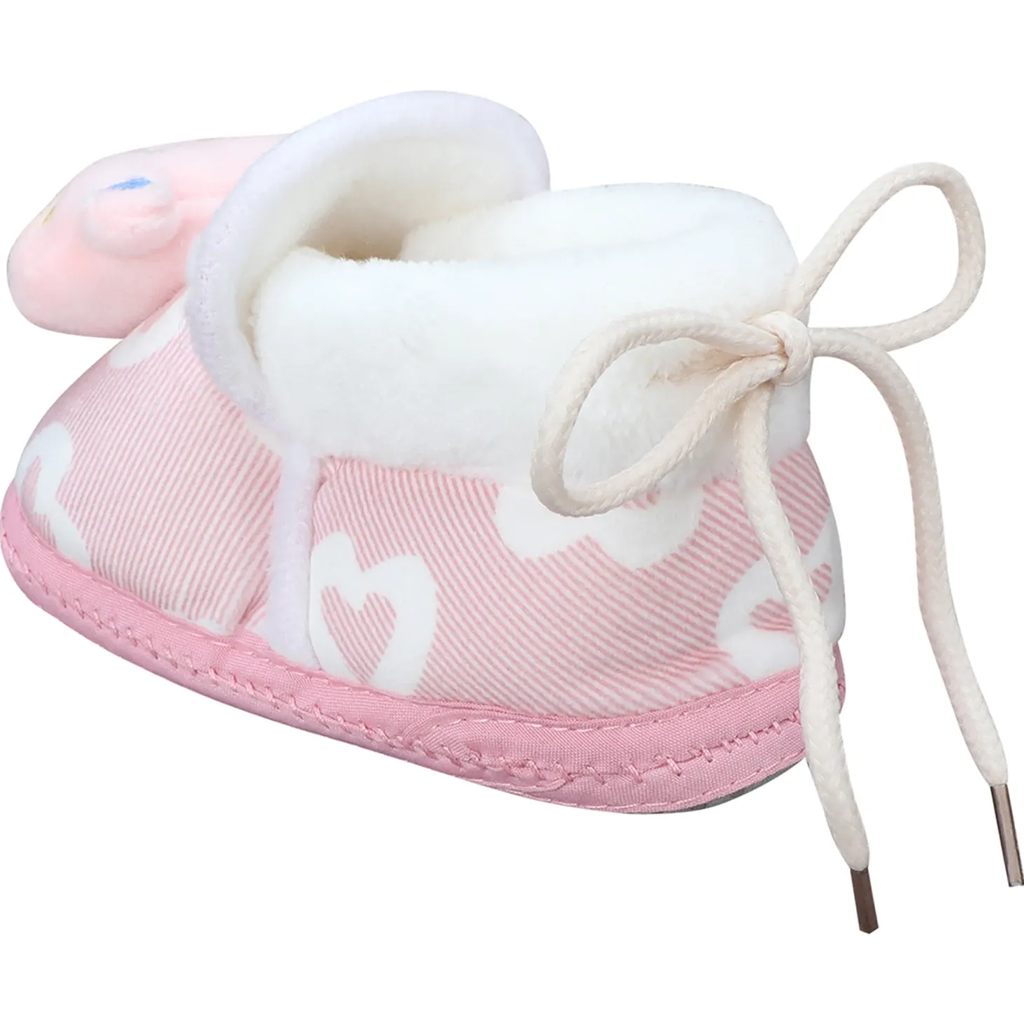 Baby Moo 3D Teddy Buddy Soft Slip-On Anti-Skid Plush Warm Booties - Pink