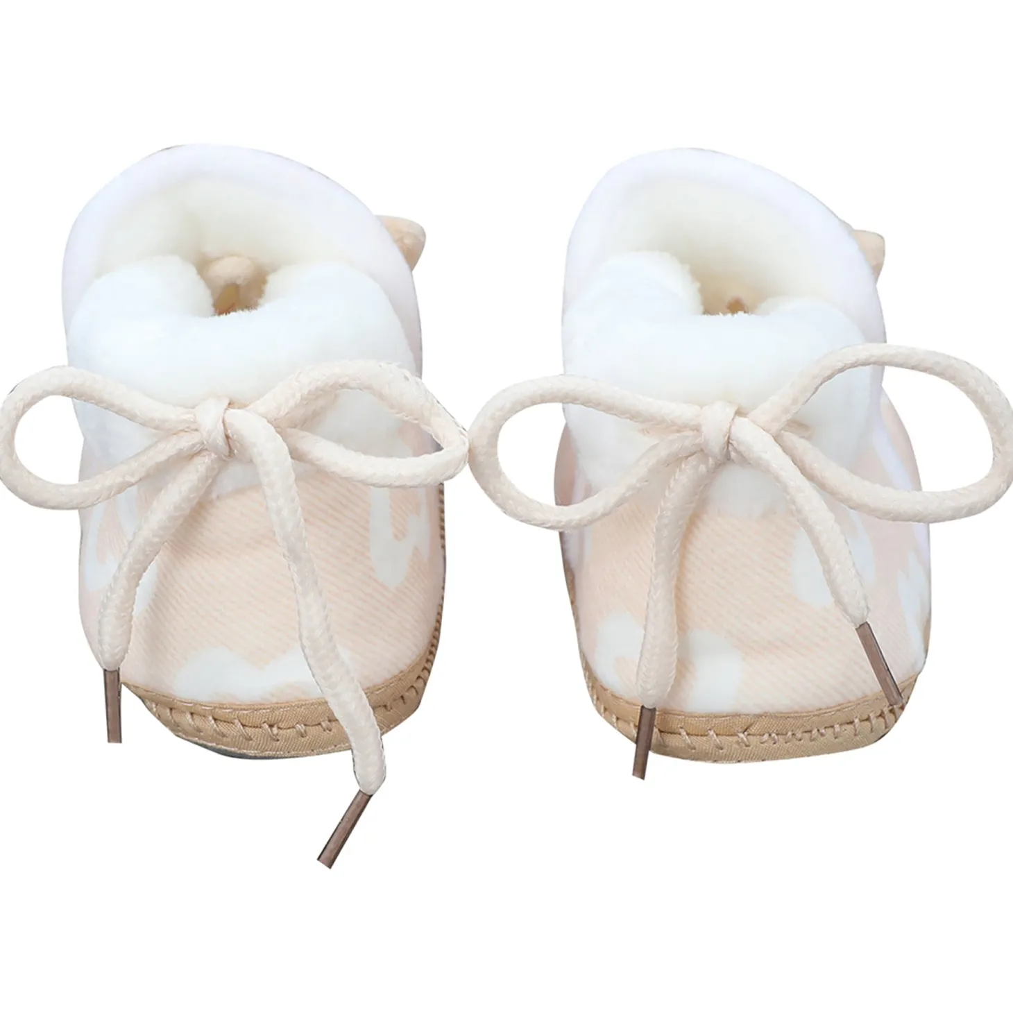 Baby Moo 3D Teddy Buddy Soft Slip-On Anti-Skid Plush Warm Booties - Beige