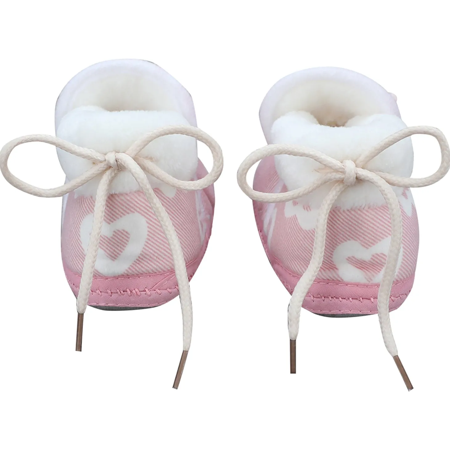 Baby Moo 3D Teddy Buddy Soft Slip-On Anti-Skid Plush Warm Booties - Pink