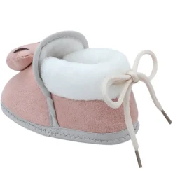Baby Moo 3D Teddy Soft Slip-On Anti-Skid Plush Warm Booties - Mauve