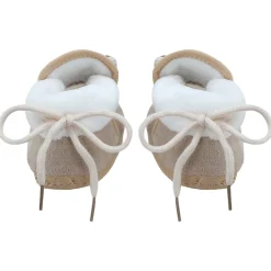 Baby Moo 3D Teddy Soft Slip-On Anti-Skid Plush Warm Booties - Beige