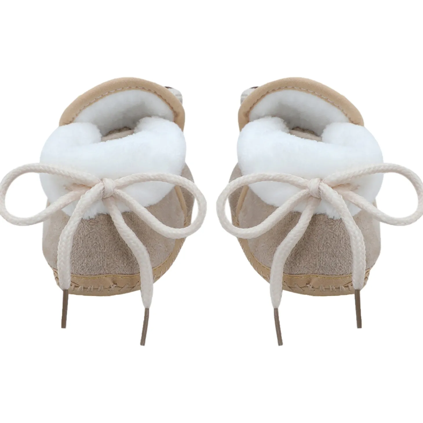 Baby Moo 3D Teddy Soft Slip-On Anti-Skid Plush Warm Booties - Beige