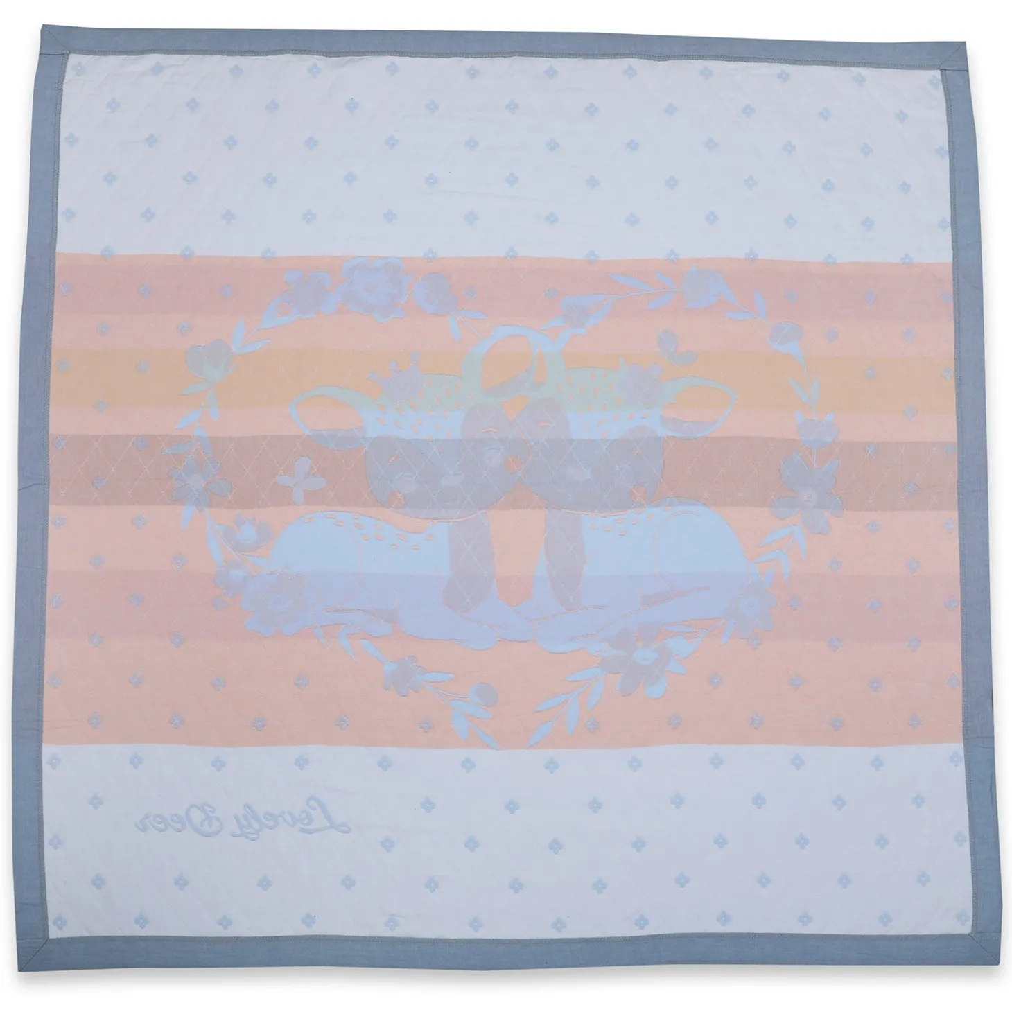 Baby Moo Deers In Love All Season Medium Muslin Blanket - Blue