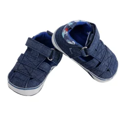 Baby Moo Denim Blue Velcro Booties