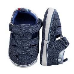Baby Moo Denim Blue Velcro Booties
