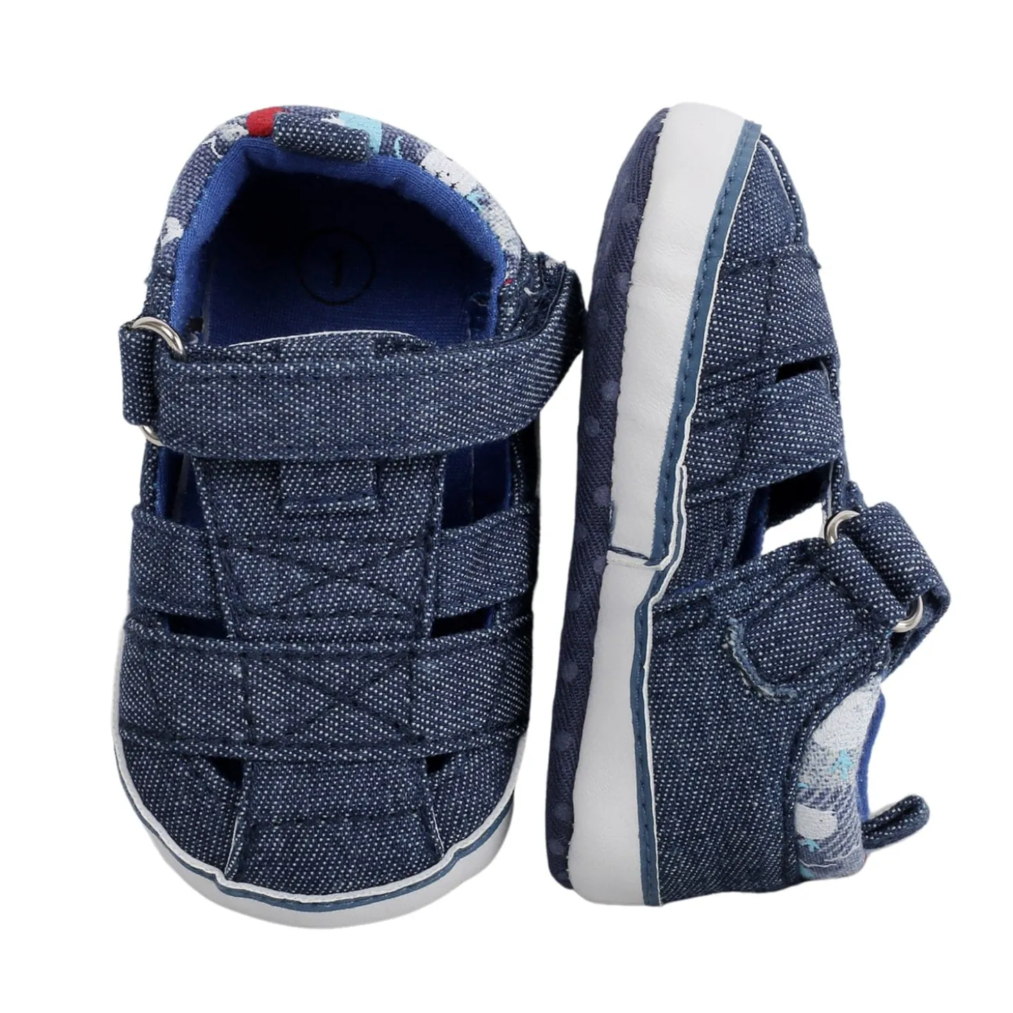 Baby Moo Denim Blue Velcro Booties