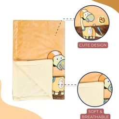 Baby Moo Dino Plush Cotton All Season Nursery Blanket - Brown