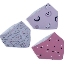 Baby Moo Dino-rrific Cotton 3 Pack Bandana Bibs - Pink