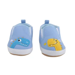 Baby Moo Dinosaur Blue Slip-On Booties