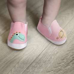 Baby Moo Dinosaur Pink Slip-On Booties