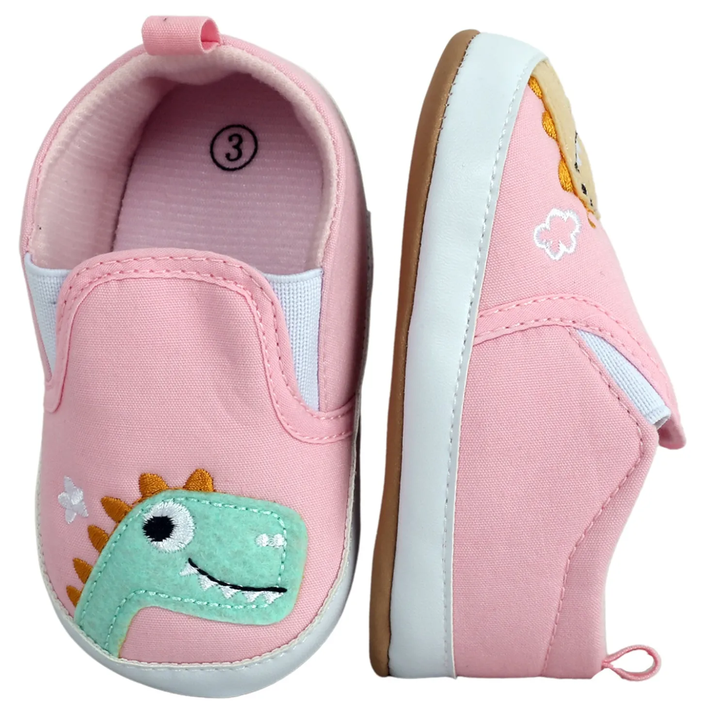 Baby Moo Dinosaur Pink Slip-On Booties