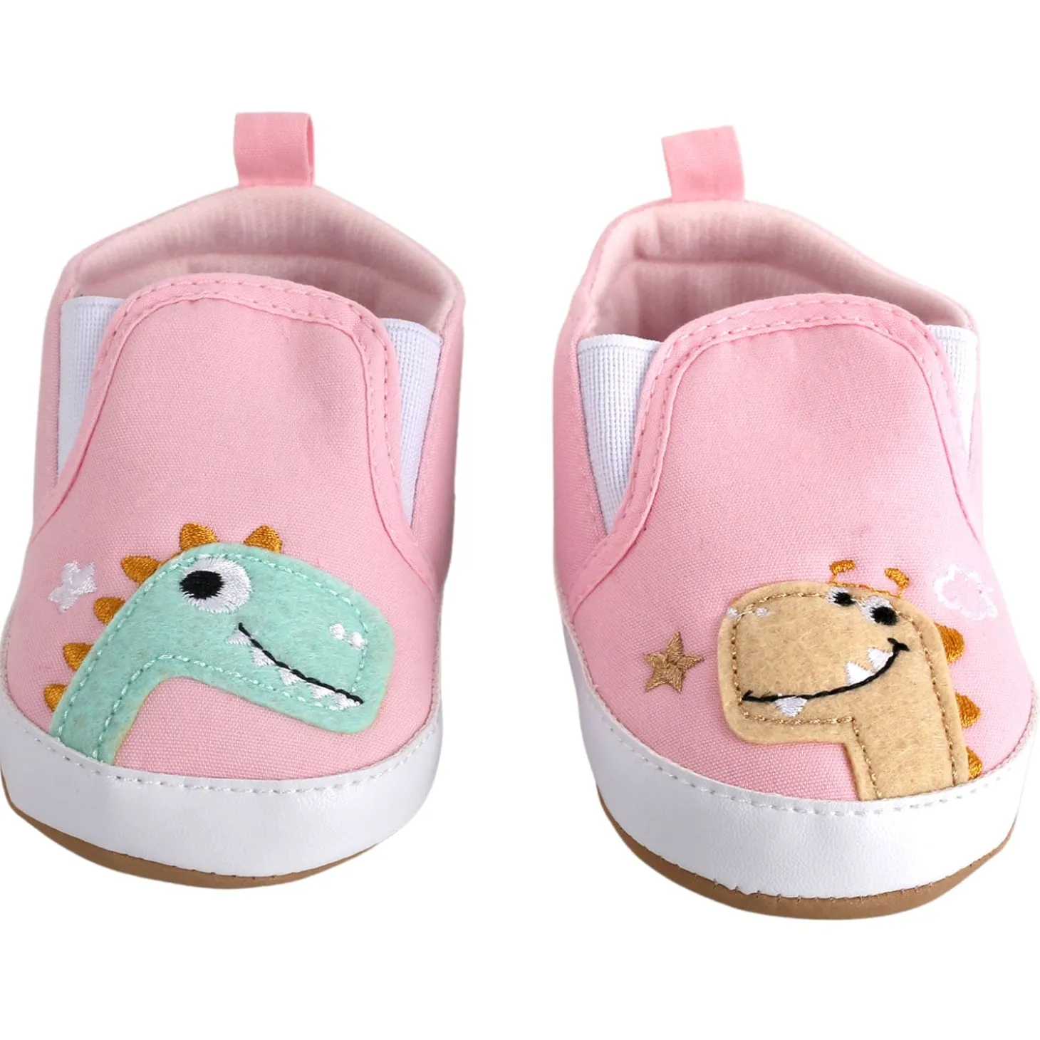 Baby Moo Dinosaur Pink Slip-On Booties