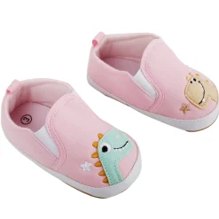 Baby Moo Dinosaur Pink Slip-On Booties
