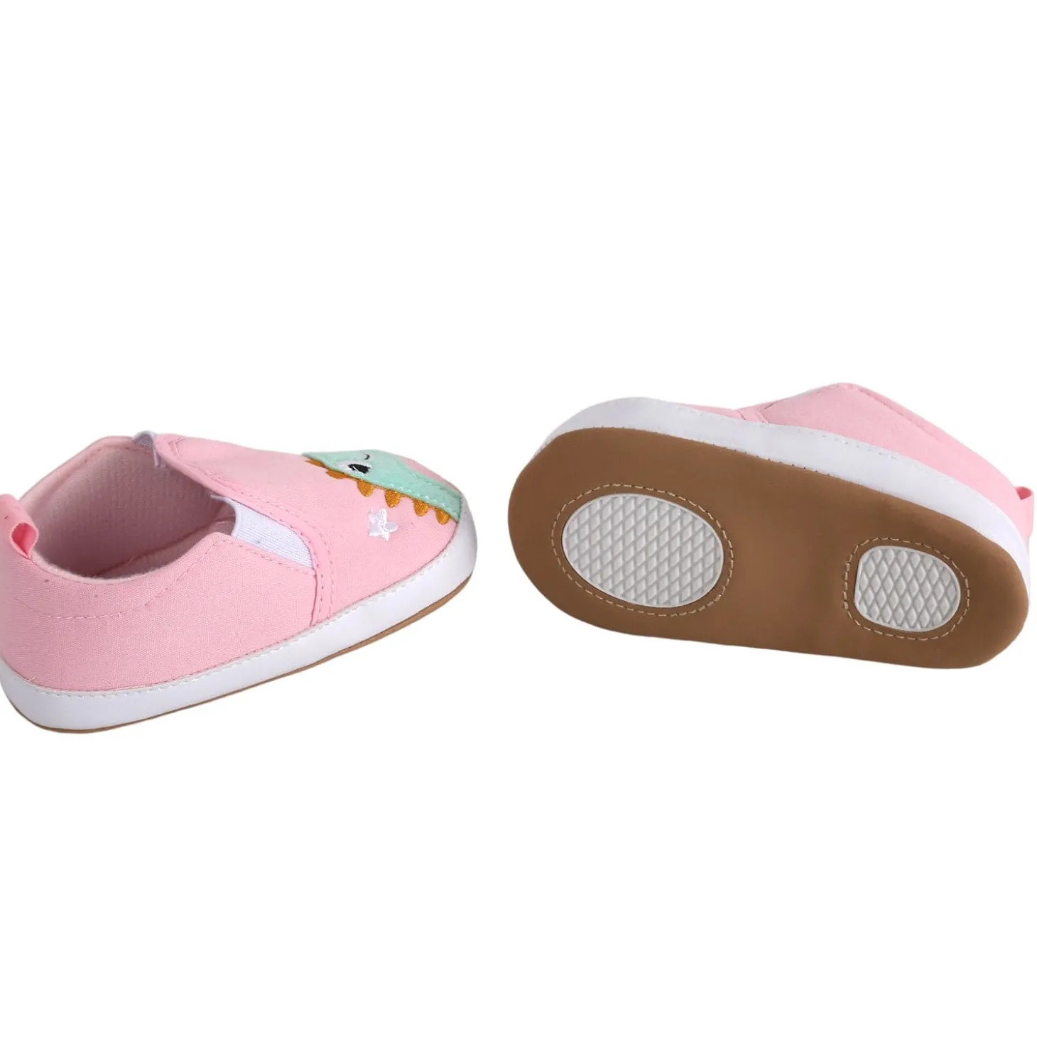 Baby Moo Dinosaur Pink Slip-On Booties