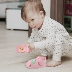 Baby Moo Dinosaur Pink Velcro Booties