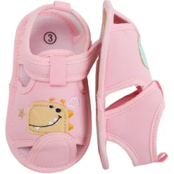 Baby Moo Dinosaur Pink Velcro Booties