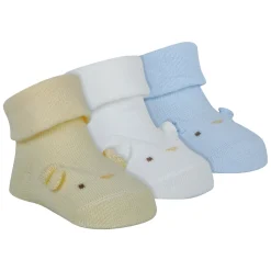 Baby Moo Dog 3D Anti-Skid Socks Booties Pack of 3 - Blue