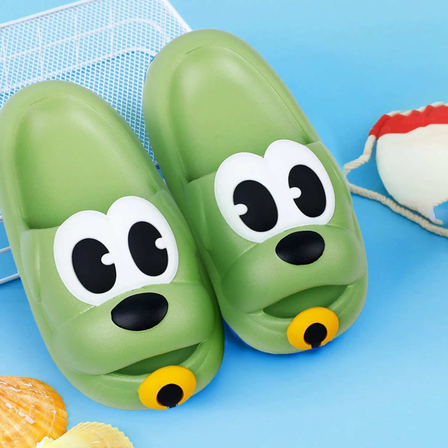 Baby Moo Dog Waterproof Soft Slippers Anti-Skid Sliders - Green