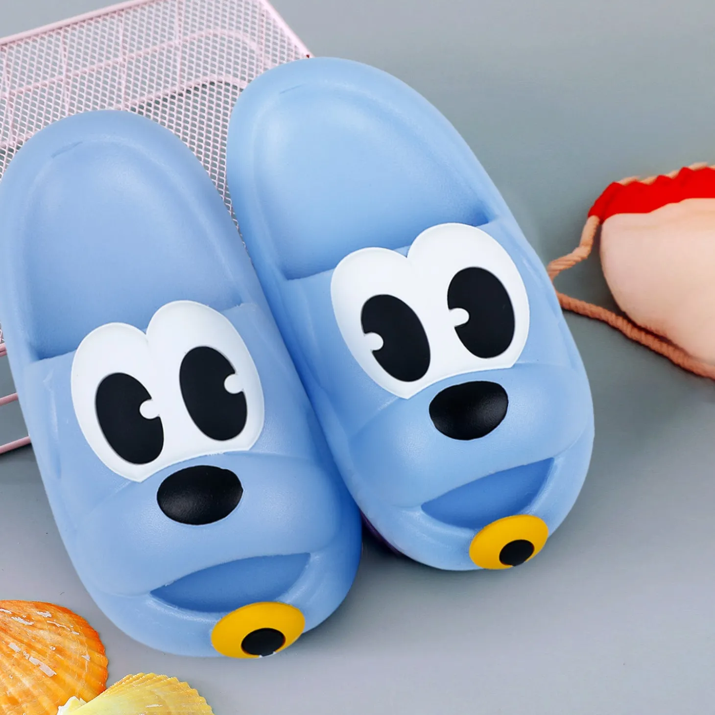 Baby Moo Dog Waterproof Soft Slippers Anti-Skid Sliders - Blue