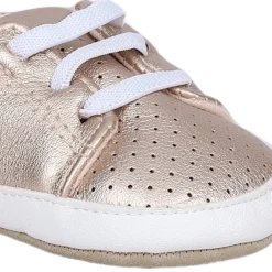 Baby Moo Dotted Breathable Lace-Up Design Anti-Skid Vegan Leather Sneakers - Gold